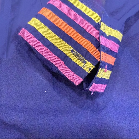 Boden Women’s Deep Blue Button Up Shirt W/ Contrast Flip Cuffs & Collar Sz 6 - Picture 12 of 13